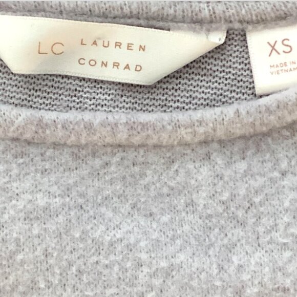 LC Lauren Conrad Pleated Peplum Sweater Top XS Gray 97H - Picture 6 of 9